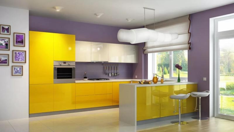 желтый цвет в интерьере кухни фото