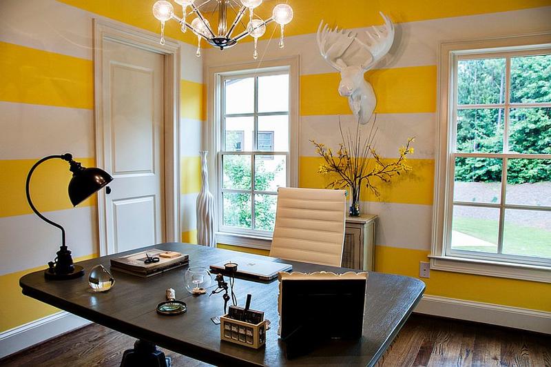 желтый цвет в интерьере кабинета